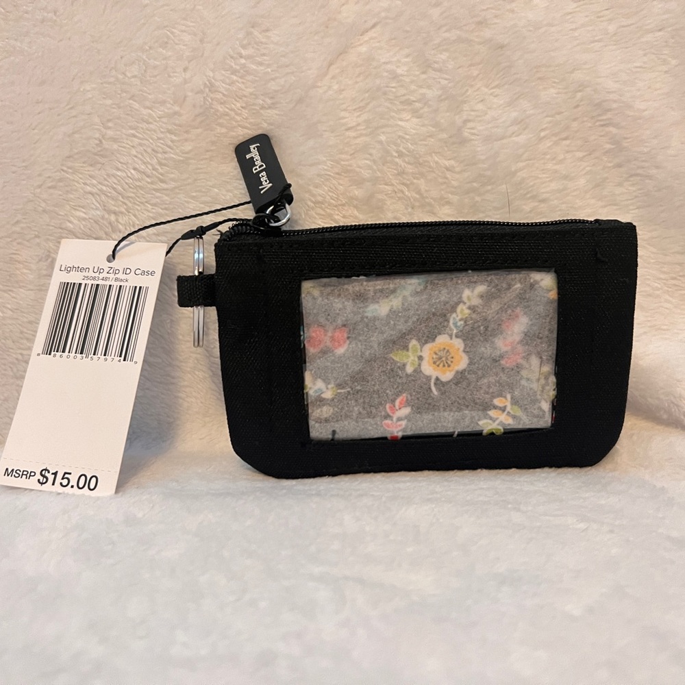 Vera Bradley Lighten Up Zip ID Case BLACK BNWT
